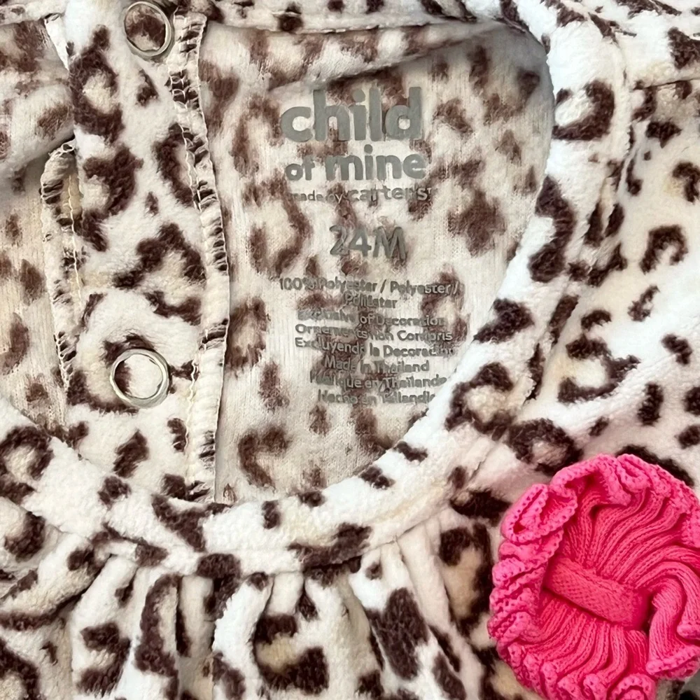 Carter's CHILD OF MINE Leopard Print Fleece Long Sleeve Top Baby Girl 24 Months